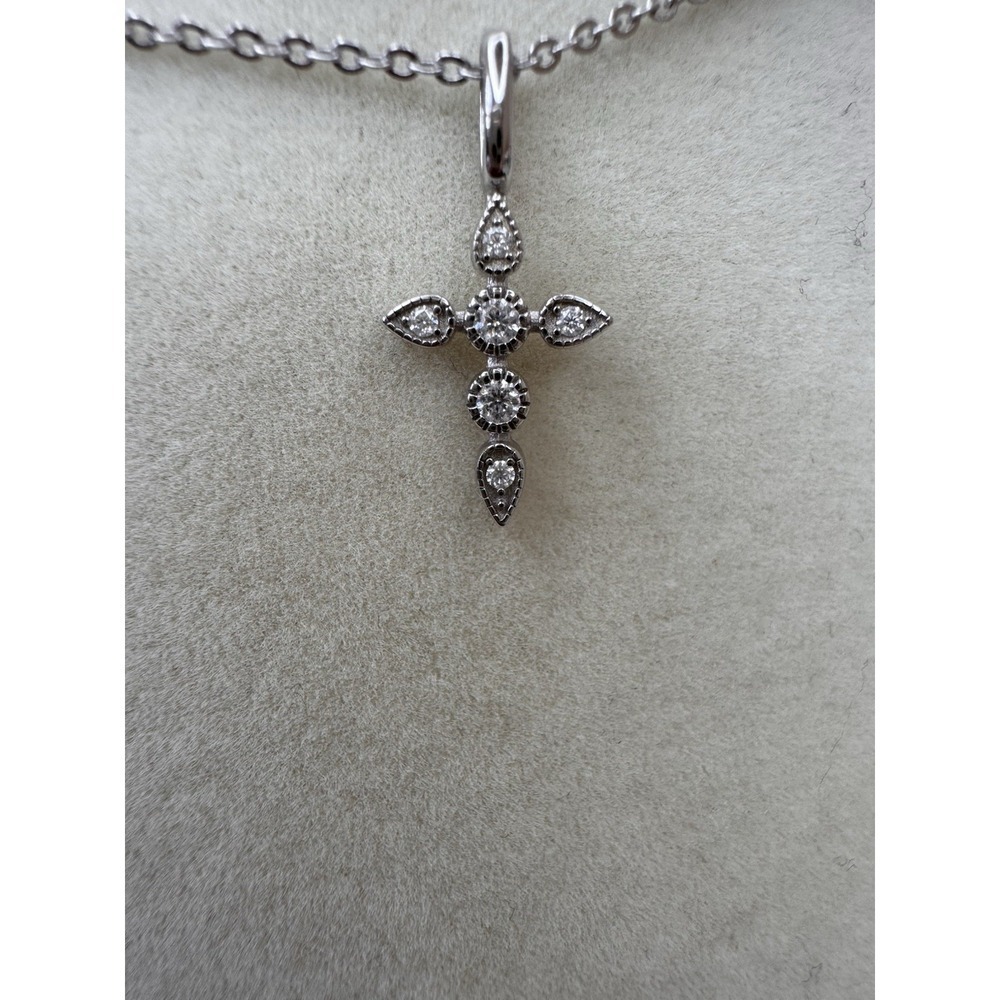 New 925 Sterling Silver W/ MOISSANITE Cross Pendant Chain 16-18inch 107MP - Picture 2 of 8